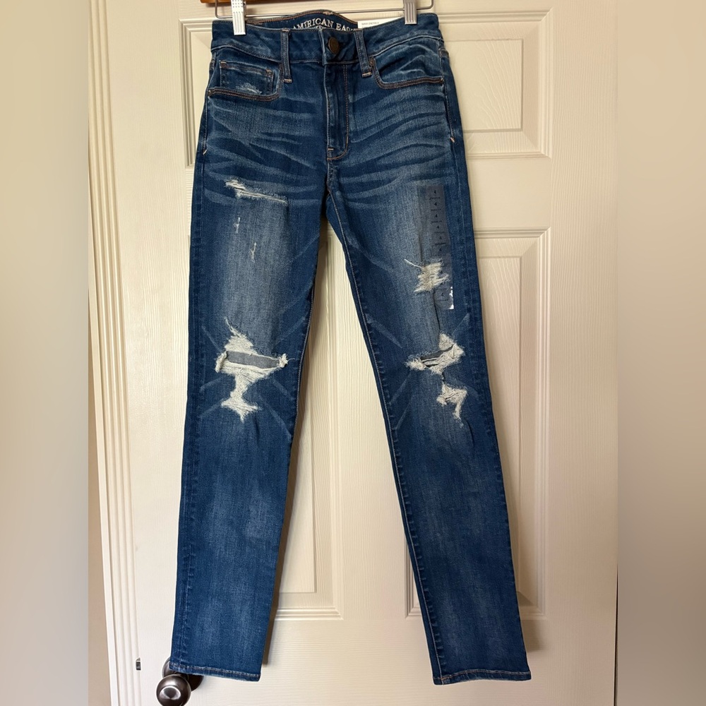 American Eagle Outfitters Blue Skinny Jeans Distressed